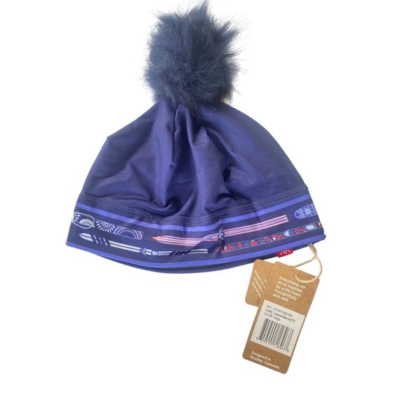 Krimson Klover Blue Pompom Beanie HAT Apres Ski removable Pom Nordic skis NWT main image 6